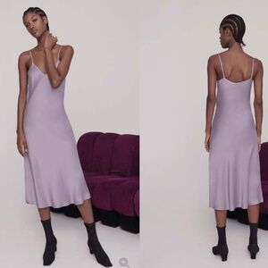 Silk Laundry 90s Bias Cut Midi Dress in Lavender